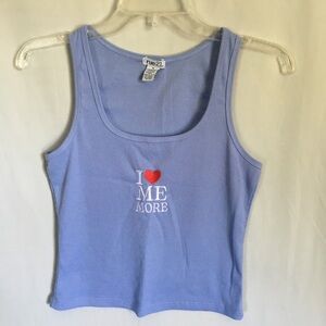 Rue21 Ribbed Cropped Tank Embroidered “I ❤️ ME MORE” Size Medium
